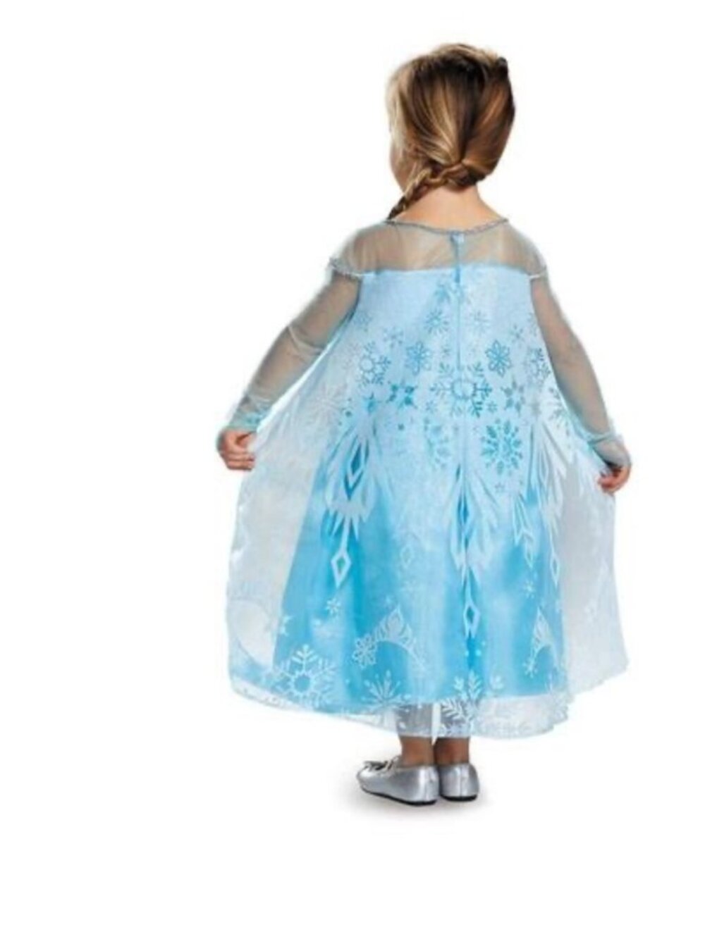 Disney Frozen Elsa Costume Dress Girls Size 5-6 Blue Glitter Snowflake Princess - Picture 2 of 2